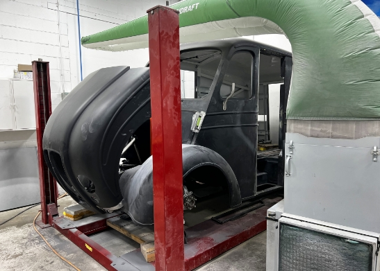 Car being prepped for paint